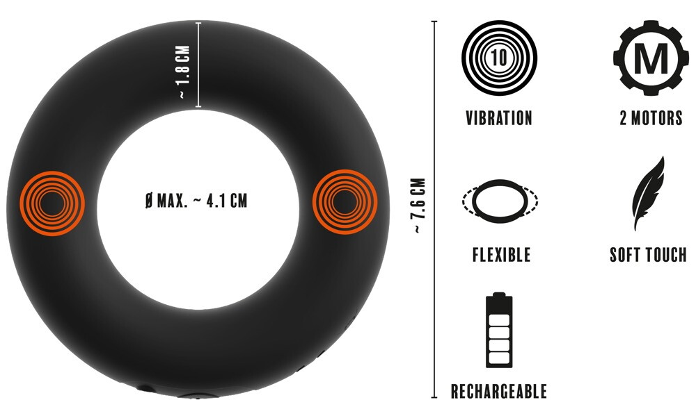 Vibrerende penisring med 10 vibrationsindstillinger