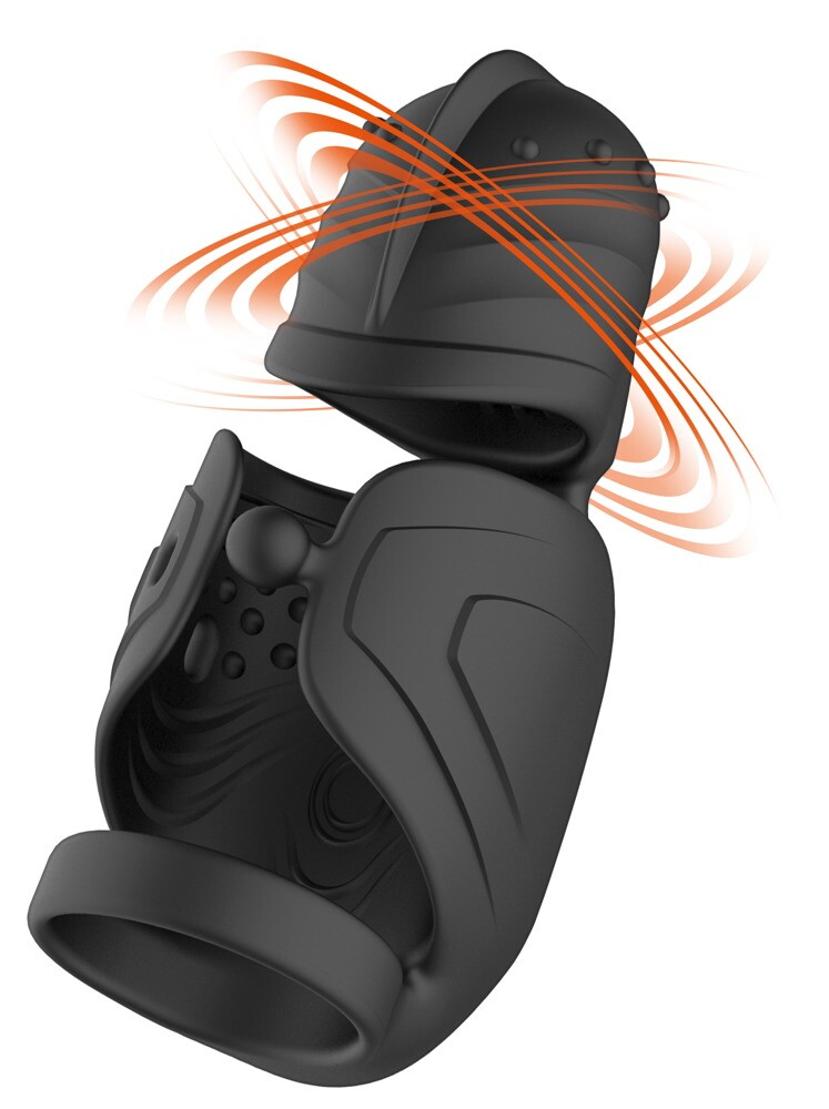 Masturbator med vibration og bevægelig glansstimulator