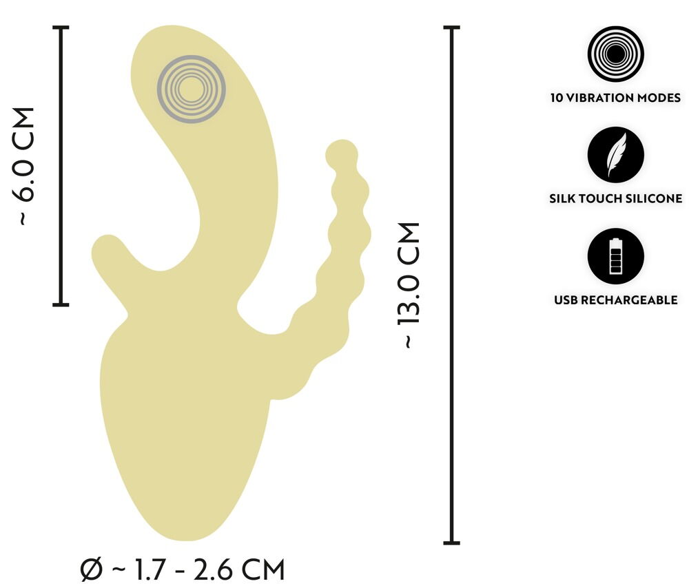 Minivibrator med klitoris- og anus-stimulator