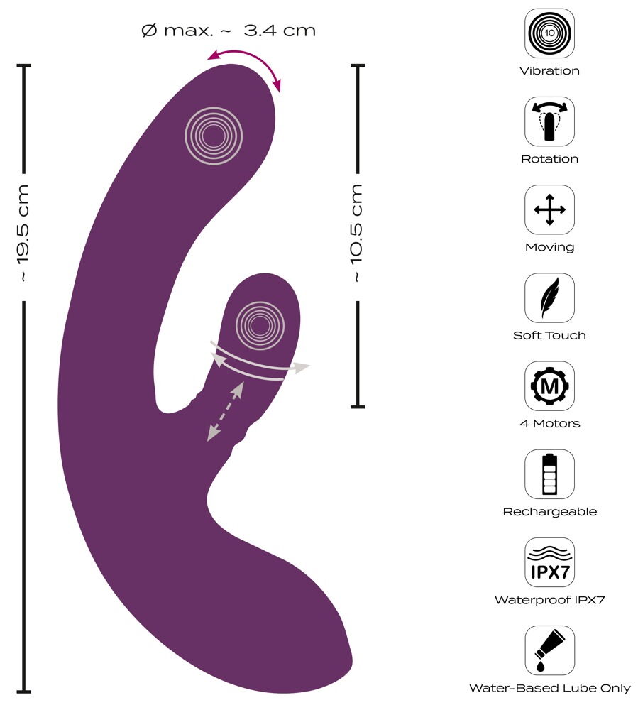 Rabbit vibrator med dobbelt nikkende funktion