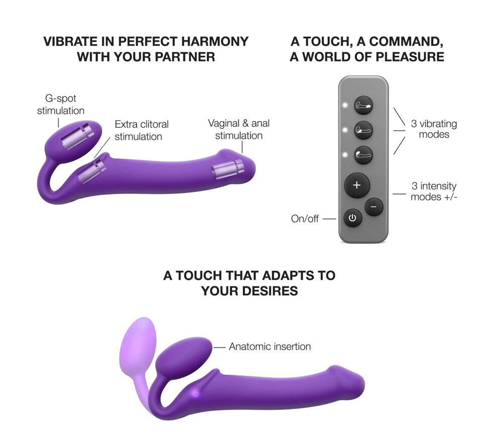 Strapless Strap-on "Vibrating Bendable" med 3 motorer