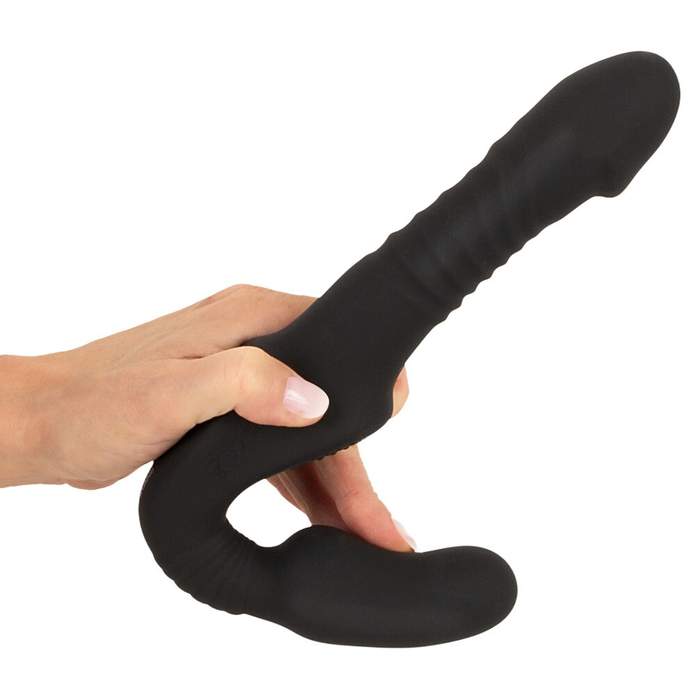 Strapless Strap-on "Thrusting Double Teaser RC" med stødfunktion