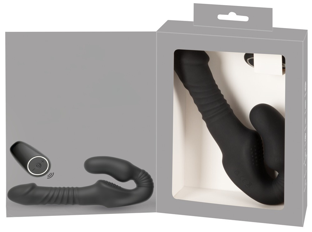 Strapless Strap-on "Thrusting Double Teaser RC" med stødfunktion
