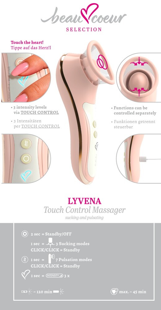 Klitorisstimulator "LYVENA Touch Control Massager" med suge- og pulsationsfunktion
