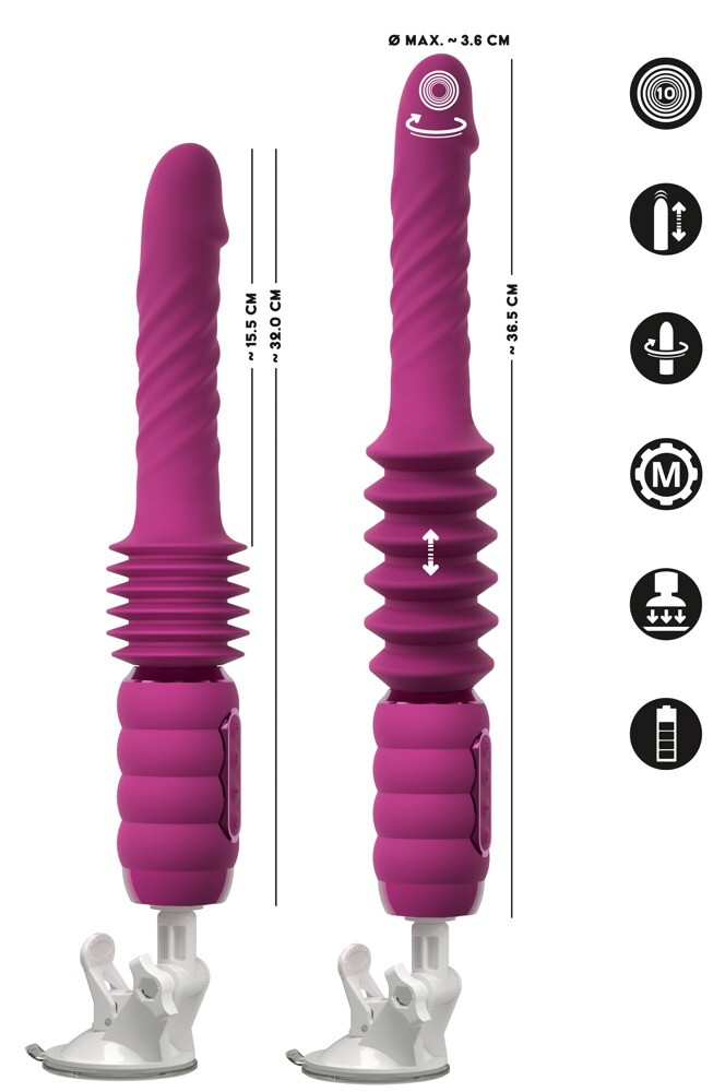 Stødevibrator "Thrusting & Rotating Fucking Machine" med aftagelig sugekop