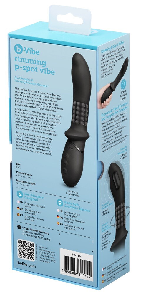 Analvibrator "Rimming P-Spot“ med roterende massageperler