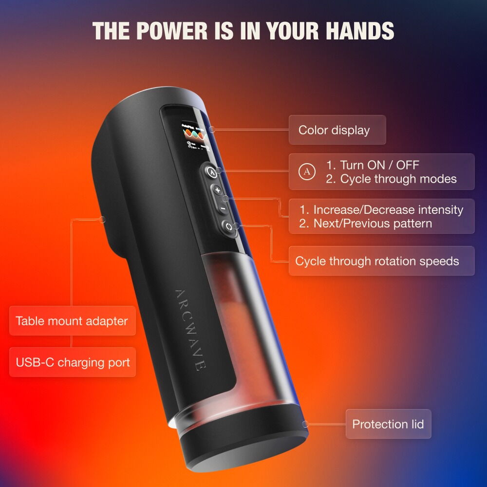Masturbator "Thruster" med stroking-funktion og rotation