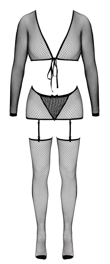 4-delt strømpeholder-sæt lavet af net