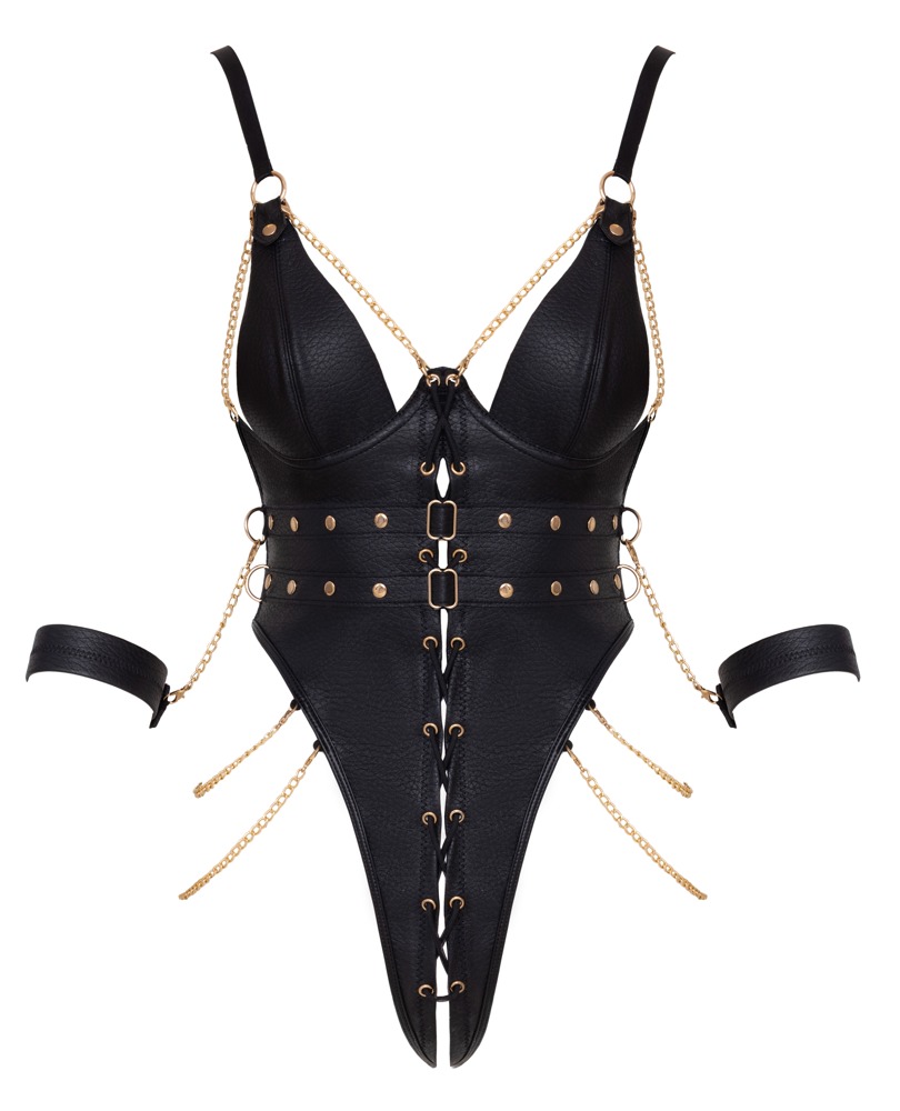 Bondage-body inklusive bløde armmanchetter