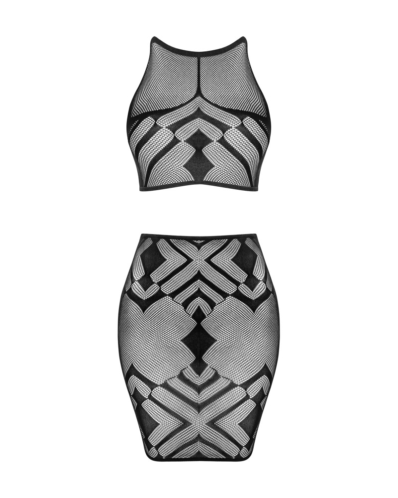 Top plus nederdel i et unikt mesh-look