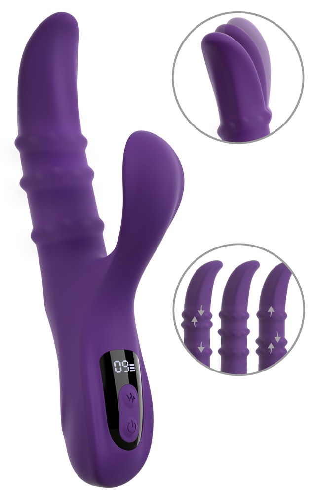 Rabbit vibrator med 3 bevægelige massageringe