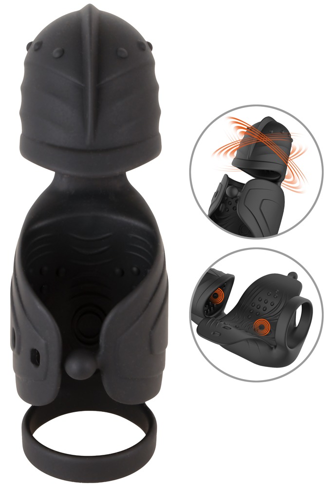 Masturbator med vibration og bevægelig glansstimulator